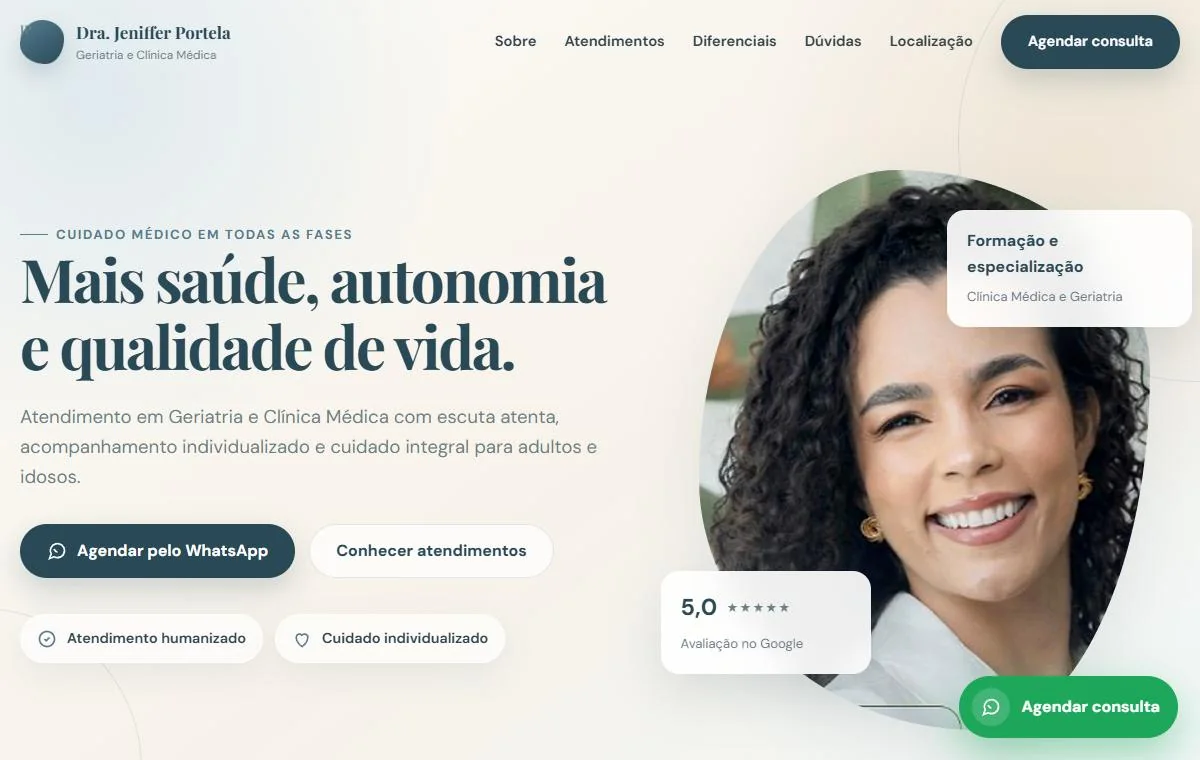 Prévia do site da Dra. Jeniffer Portela